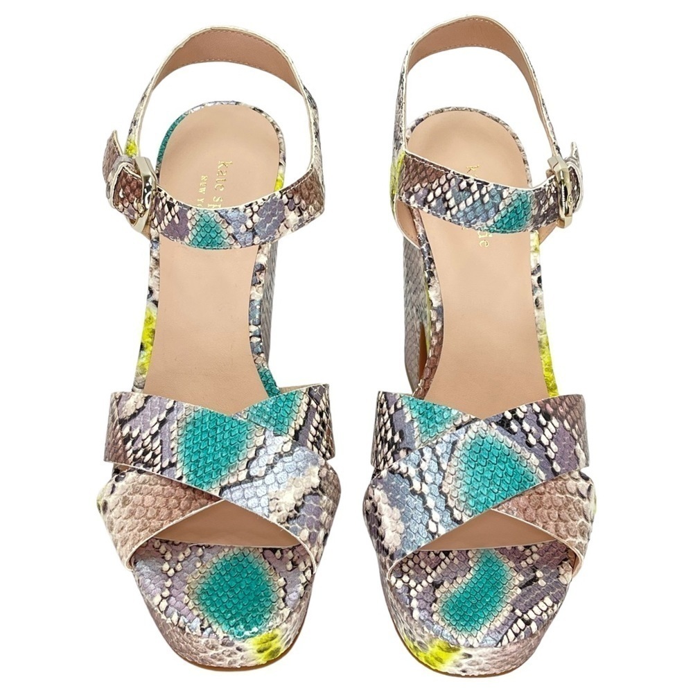 Kate Spade New York Womens Platform Sandals 10M Grace Lemon Sorbet Leather - Picture 7 of 14